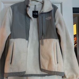 The North Face Cream and Gray Fleece Jacket